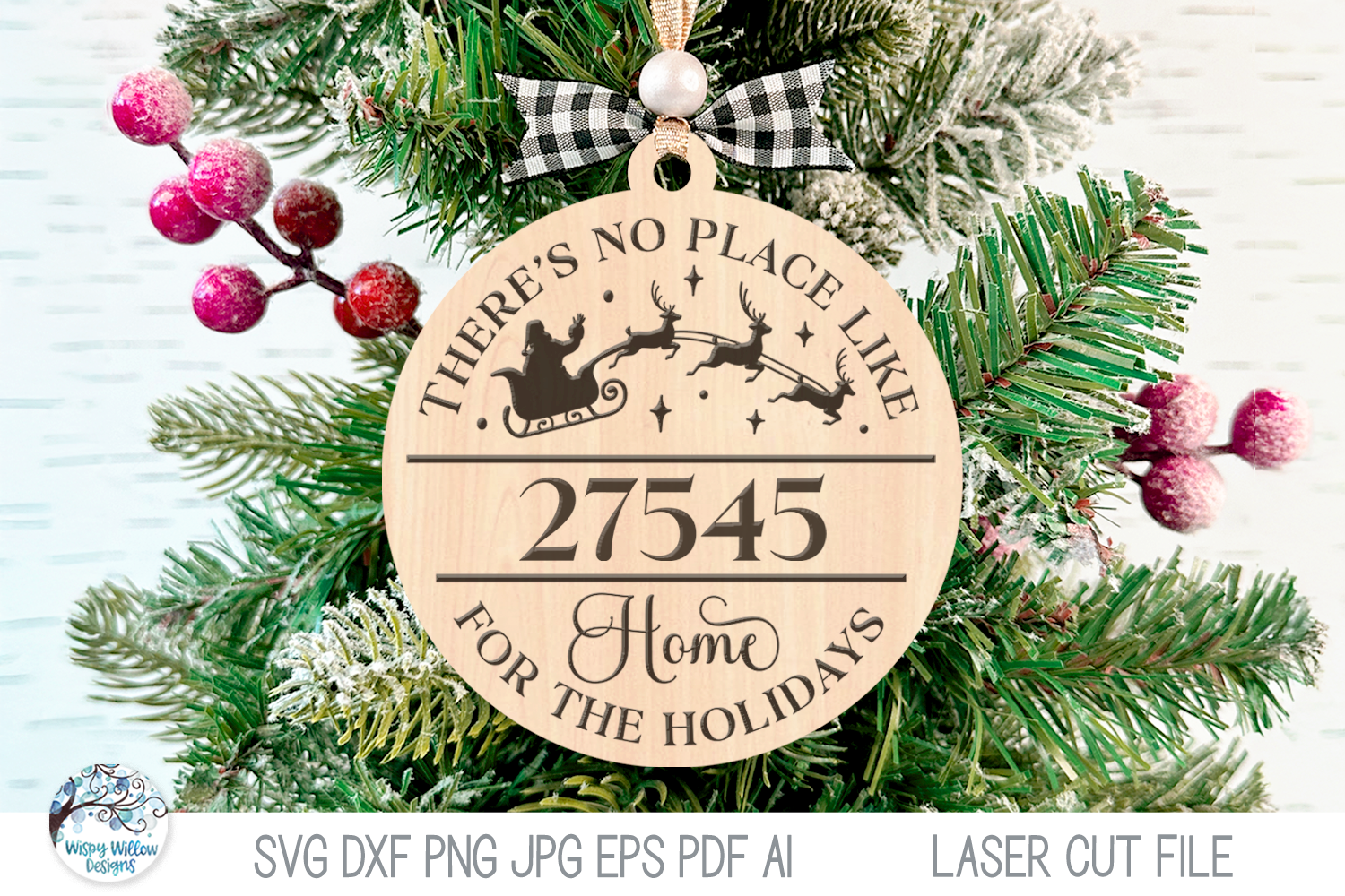 No Place Like Home Santa Ornament for Laser Cutter