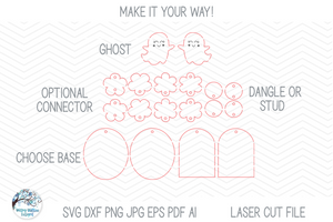 Ghost Halloween Earring SVG File for Laser Cutters