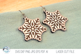 Snowflake Winter Earrings SVG File for Laser Cutter