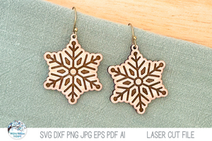 Snowflake Winter Earrings SVG File for Laser Cutter