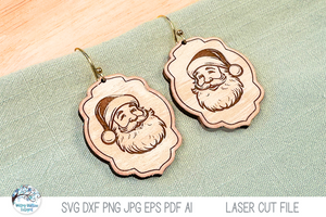 Santa Claus Christmas Earrings SVG File for Laser Cutter