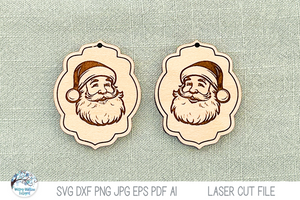 Santa Claus Christmas Earrings SVG File for Laser Cutter