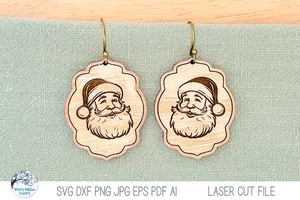 Santa Claus Christmas Earrings SVG File for Laser Cutter