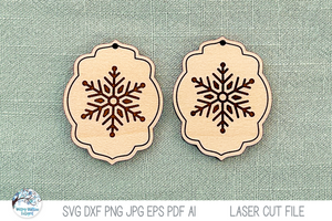 Snowflake Winter Earrings SVG File for Laser Cutter