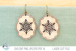 Snowflake Winter Earrings SVG File for Laser Cutter