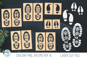 Christmas Santa Boot Print Stencil SVG Bundle for Laser Cutter