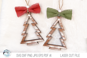 Rustic Farmhouse Christmas Tree Ornament SVG for Laser Cutter