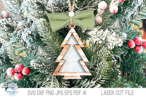 Rustic Farmhouse Christmas Tree Ornament SVG for Laser Cutter