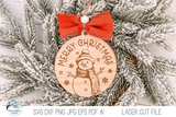 Snowman Merry Christmas Ornament SVG File for Laser Cutter