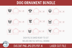 Dog Breed Christmas Ornament SVG File Bundle for Laser Cutter