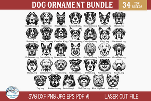 Dog Breed Christmas Ornament SVG File Bundle for Laser Cutter