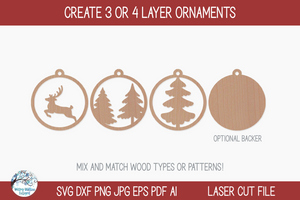 Reindeer Woodland Animal Christmas Ornament SVG for Laser Cutter