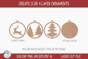 Dog Woodland Animal Christmas Ornament SVG for Laser Cutter