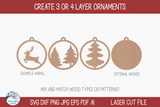 Bear Woodland Animal Christmas Ornament SVG for Laser Cutter