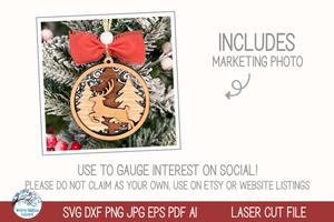 Reindeer Woodland Animal Christmas Ornament SVG for Laser Cutter