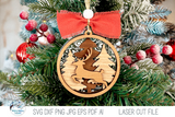 Reindeer Woodland Animal Christmas Ornament SVG for Laser Cutter