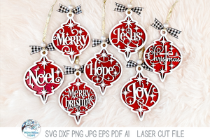 Arabesque Christmas Ornaments SVG File Bundle for Laser Cutter