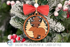 Woodland Animal Christmas Ornaments SVG File Bundle for Laser Cutter