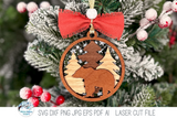 Bear Woodland Animal Christmas Ornament SVG for Laser Cutter