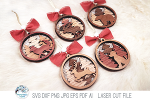 Woodland Animal Christmas Ornaments SVG File Bundle for Laser Cutter