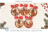 Dog Woodland Animal Christmas Ornament SVG for Laser Cutter