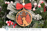 Dog Woodland Animal Christmas Ornament SVG for Laser Cutter