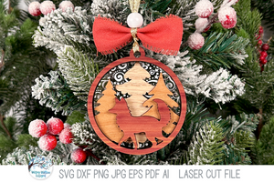 Woodland Animal Christmas Ornaments SVG File Bundle for Laser Cutter