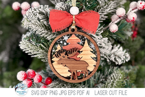 Woodland Animal Christmas Ornaments SVG File Bundle for Laser Cutter