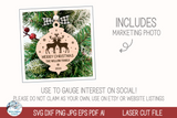 Personalized Family Name Reindeer Christmas Ornament SVG File for Laser Cutter