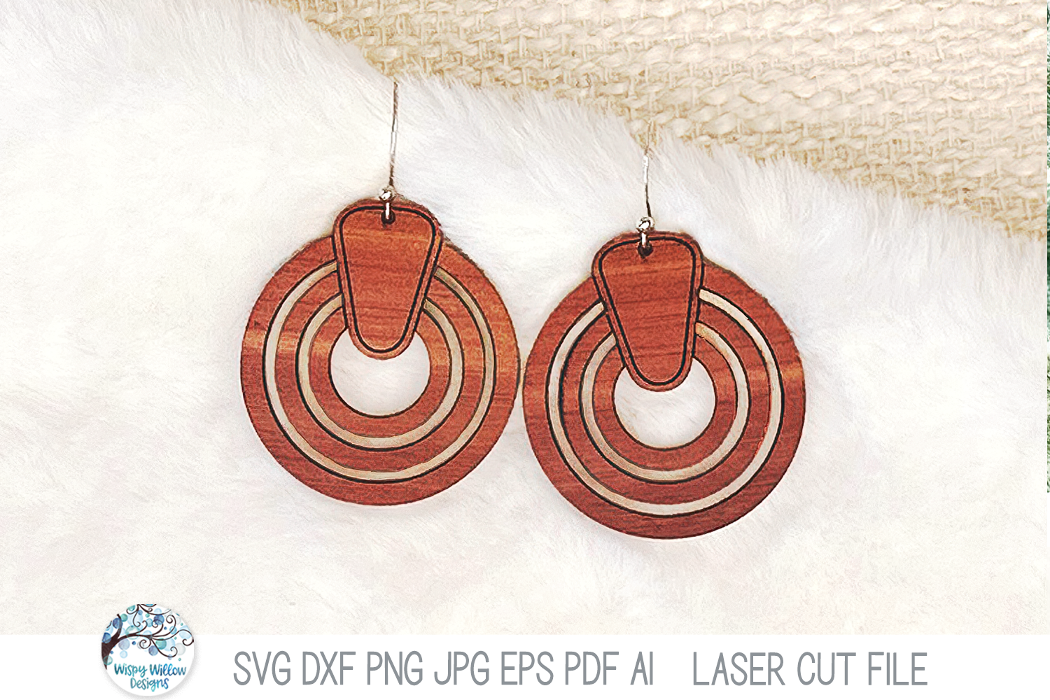 Nested Circle Geometric Ring Earring SVG File for Laser