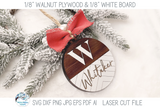 Personalized Monogram Letter Farmhouse Christmas Ornament Bundle for Laser Cutter