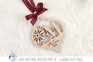 Personalized Monogram Letter Arabesque Christmas Ornament Bundle for Laser Cutter