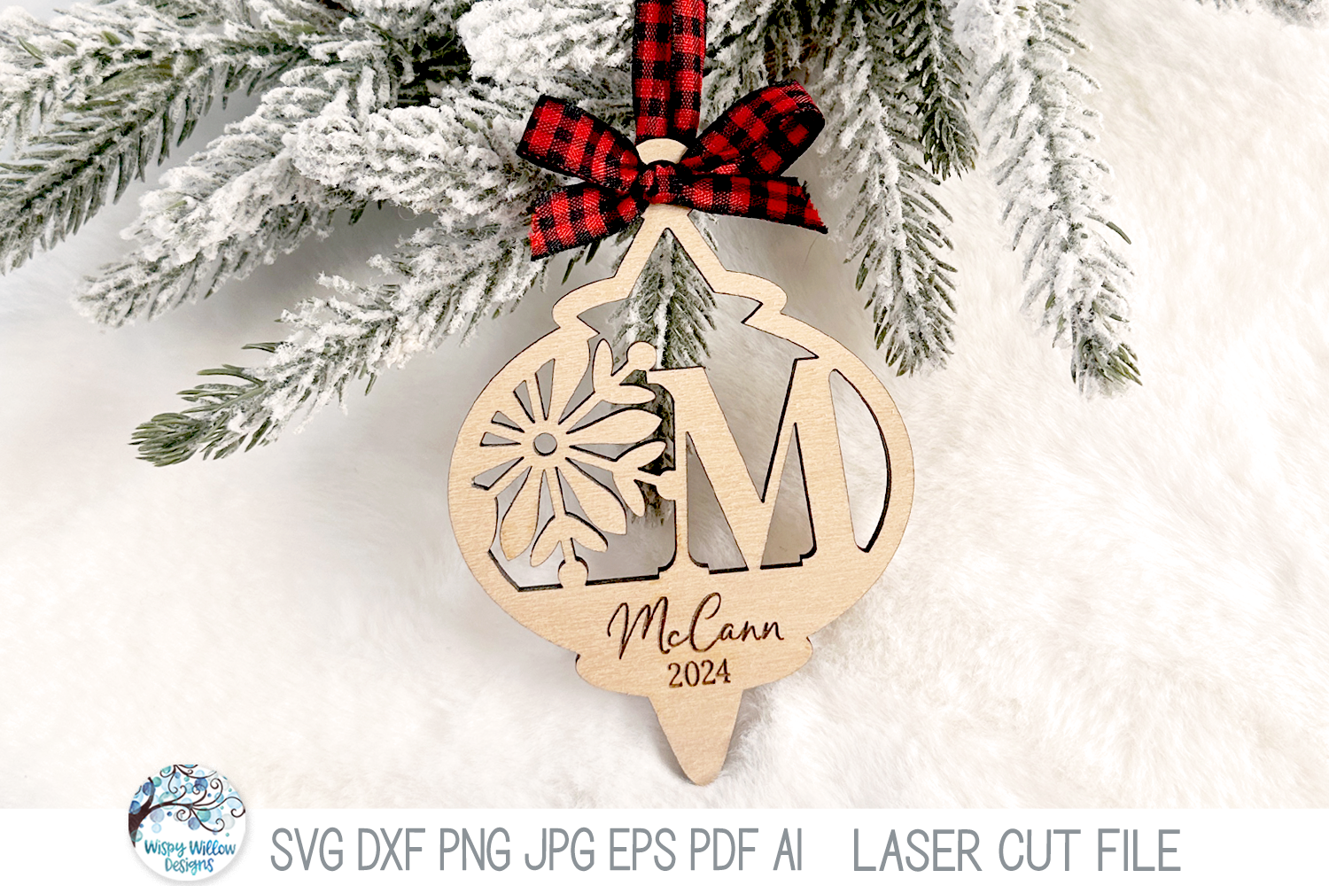 Personalized Monogram Letter Arabesque Christmas Ornament Bundle for Laser Cutter