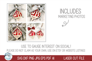 Mega Bundle - Personalized Monogram Letter Christmas Ornament Bundle for Laser Cutter