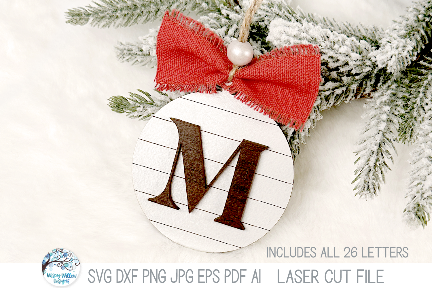 Personalized Monogram Shiplap Farmhouse Christmas Ornament Bundle for Laser Cutter