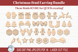 Christmas Winter Holiday Stud Earring Bundle - Scoring SVG Files for Laser Cutter