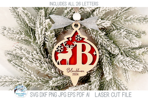 Mega Bundle - Personalized Monogram Letter Christmas Ornament Bundle for Laser Cutter