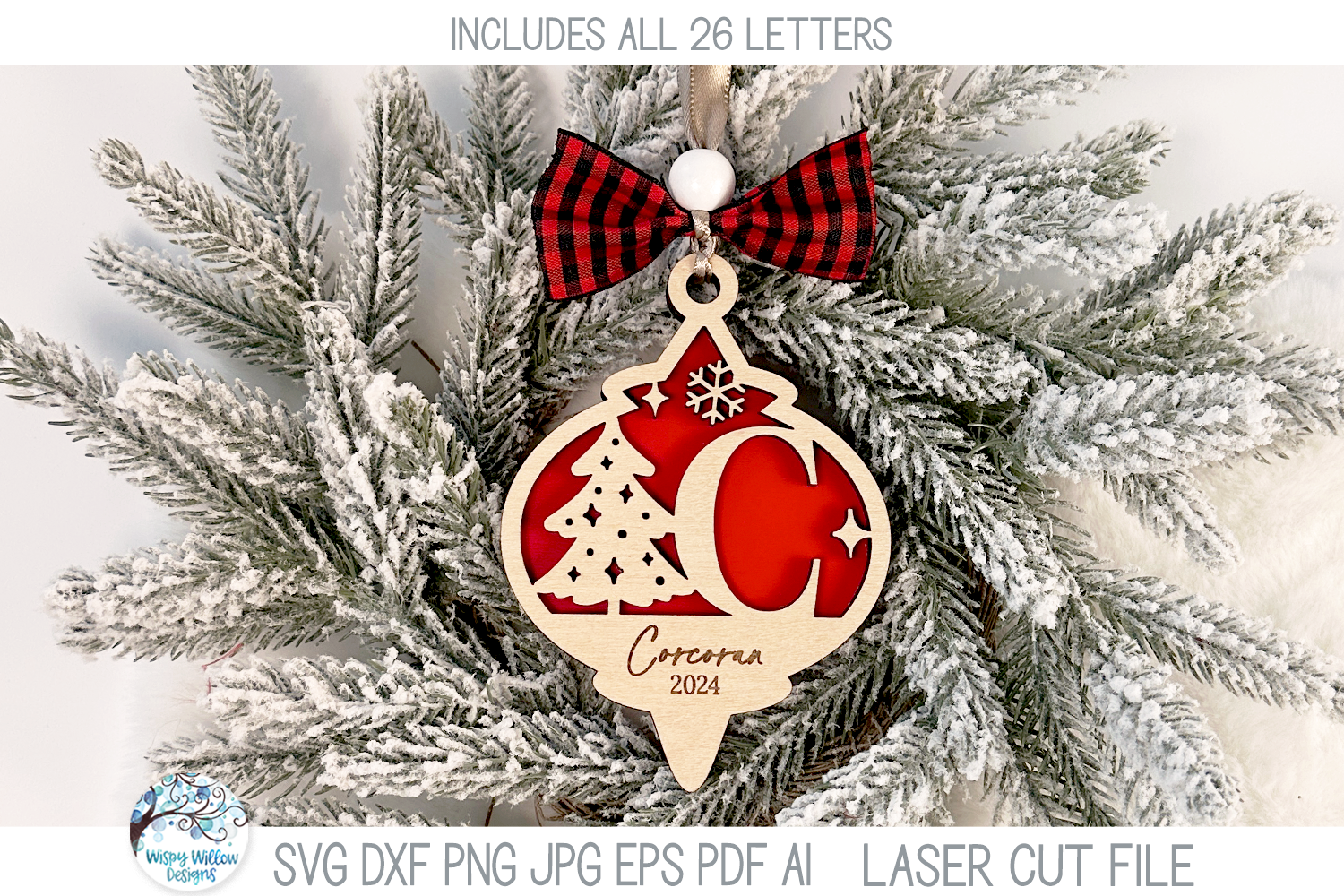 Personalized Monogram Christmas Tree Ornament Bundle for Laser Cutter