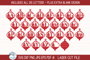 Personalized Monogram Christmas Tree Ornament Bundle for Laser Cutter