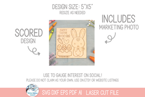 Easter Bunny DIY Pop Out Craft Coloring Kit - SVG File for Laser Cutter