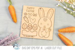 Easter Bunny DIY Pop Out Craft Coloring Kit - SVG File for Laser Cutter