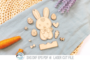 Easter Bunny DIY Pop Out Craft Coloring Kit - SVG File for Laser Cutter