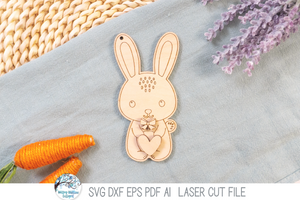 Easter Bunny DIY Pop Out Craft Coloring Kit - SVG File for Laser Cutter