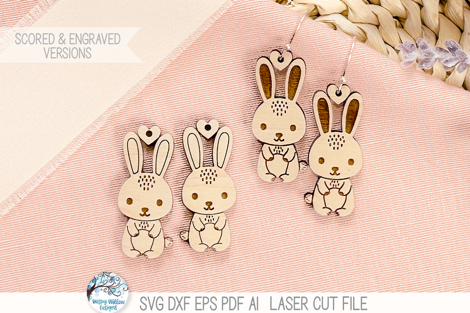 Cute Easter Bunny Earring SVG for Laser Cutter