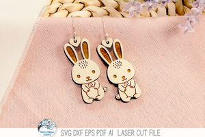 Cute Easter Bunny Earring SVG for Laser Cutter