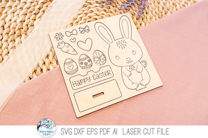 Easter Bunny DIY Pop Out Stand Up Craft Coloring Kit - SVG File for Laser Cutter