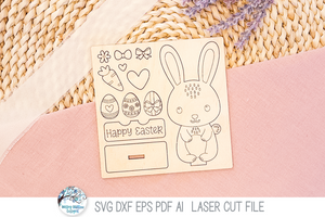 Easter Bunny DIY Pop Out Stand Up Craft Coloring Kit - SVG File for Laser Cutter