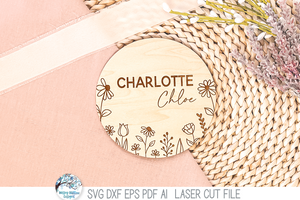 Newborn Baby Girl Wildflower Birth Announcement and Milestone Bundle - SVG File for Laser Cutter