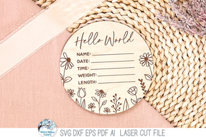 Newborn Baby Girl Birth Announcement Bundle - SVG File for Laser Cutter