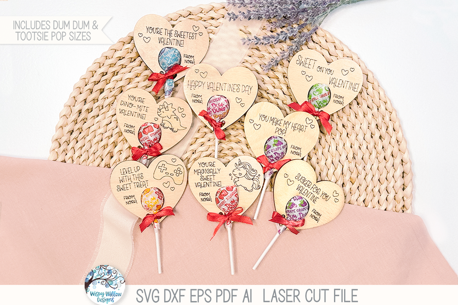 Valentine's Day Lollipop Holder Bundle - SVG File for Laser Cutter